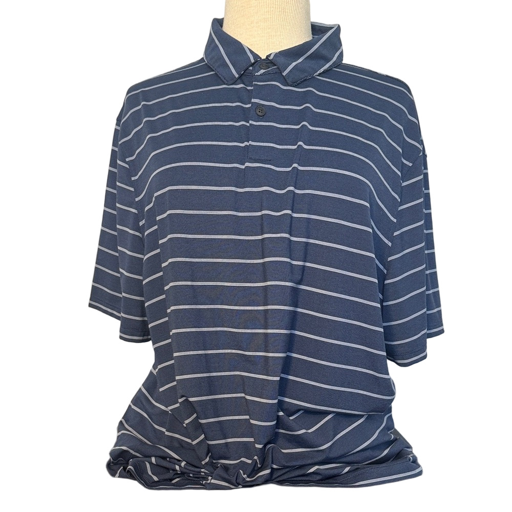 VRST Blue Striped Performance Polo Shirt Men’s XL Golf Athletic Polo